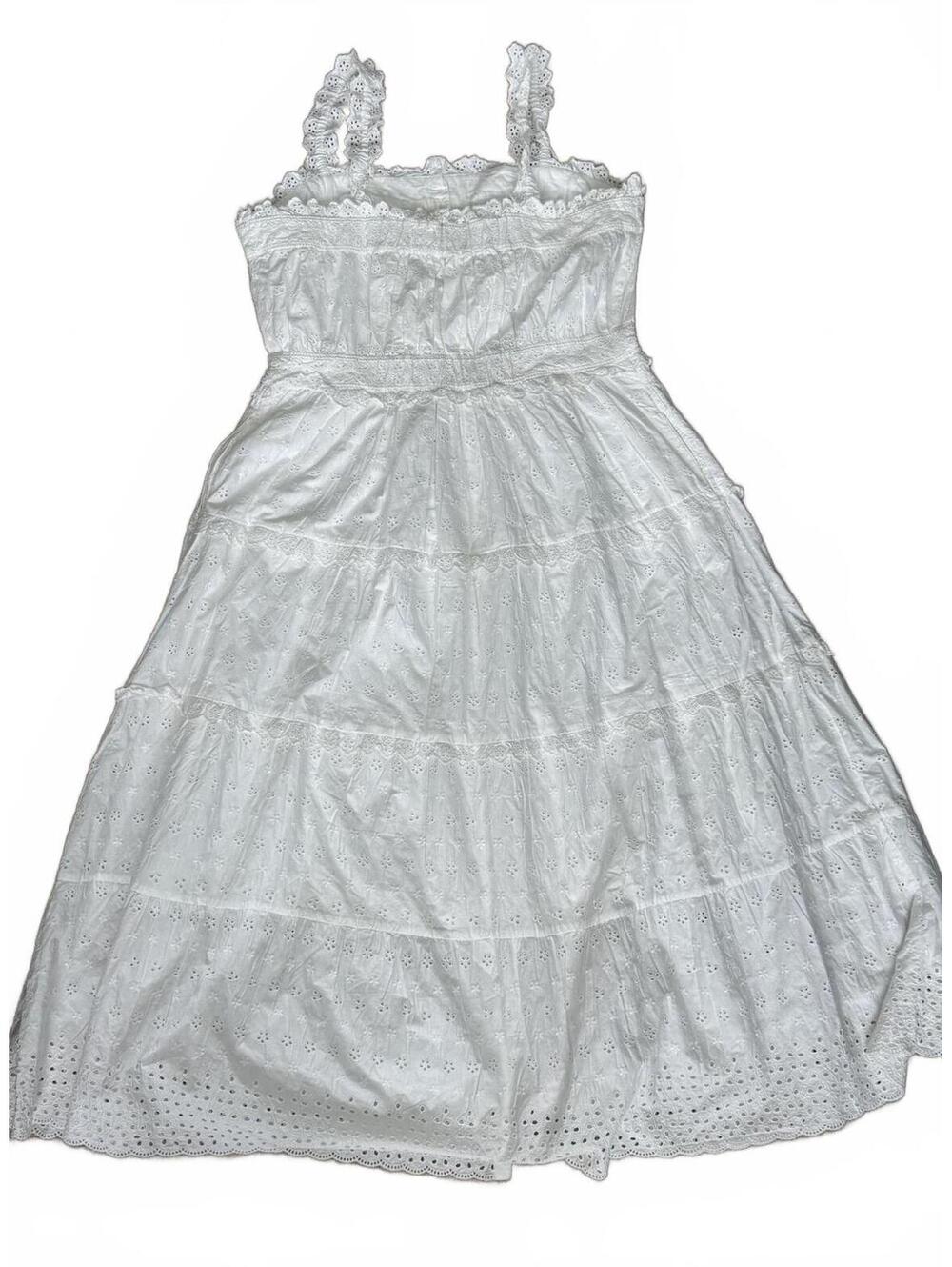 NWT Gap x DÔEN Cotton White Eyelet Tiered Midi Dress Size L - Picture 6 of 13